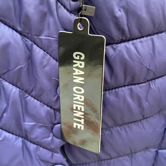 Gran Oriente Navy Blue Quilted Jacket w Scalloped Front Snap/ Zipper Size XL - Picture 3 of 12